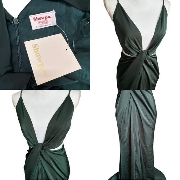 Showpo. Simple Twist of Fate Emerald Satin Dress Size 4 - Picture 7 of 17